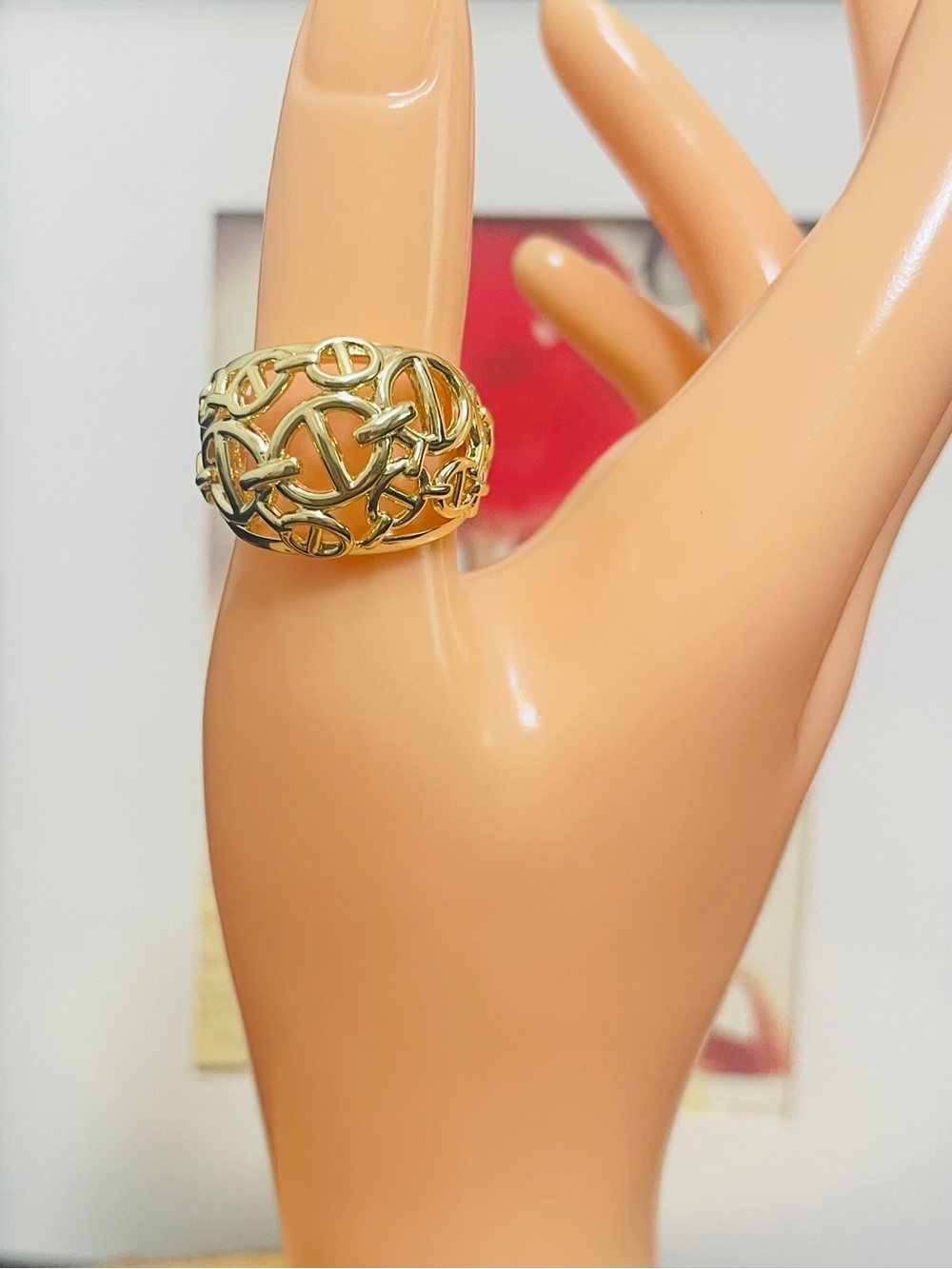 Gold Filled Mariner Link G Link Openwork Chunky Dome Statement Ring NWOT